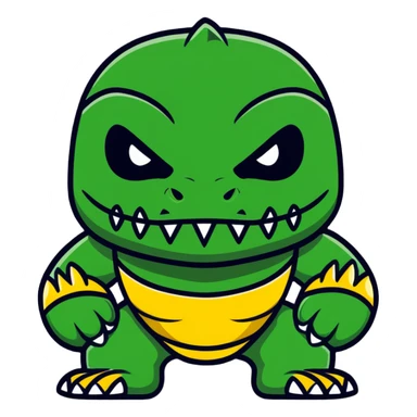 fierce alligator luchador mask with swamp green and gold colors sticker