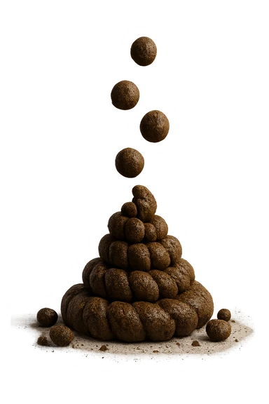 FECI DI ANIMALE A PALLINI CADONO DALL'ALTO, IPERREALISTICO 4K sticker