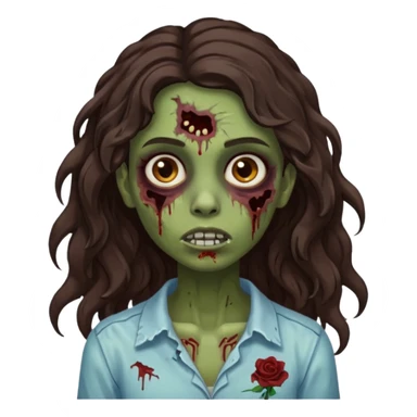 garota zumbi morena de cabelos castanho escuro e ondulados sticker