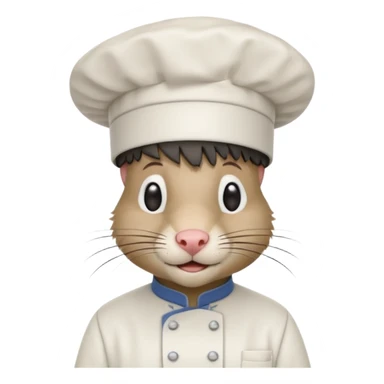 A rat with a fringe and chefs hat sticker