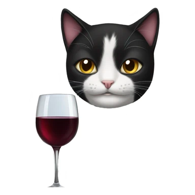 Black and white cat drinking wine  sticker