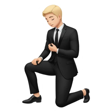 Kneeling person silhouette (proposal pose) sticker