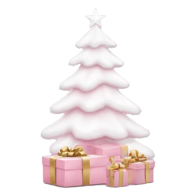 Light pink Christmas gifts under a white Christmas tree  sticker