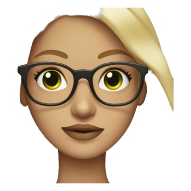 Blond long hair girl with green eyes makeup artist with glasses sticker