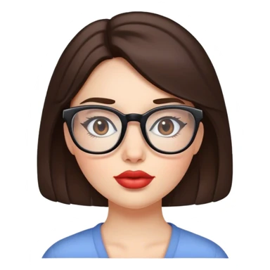Brunette girl with fair skin and plump lips with glasses sticker