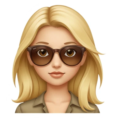 girl long blonde hair with brown ray ban sunglasses sticker