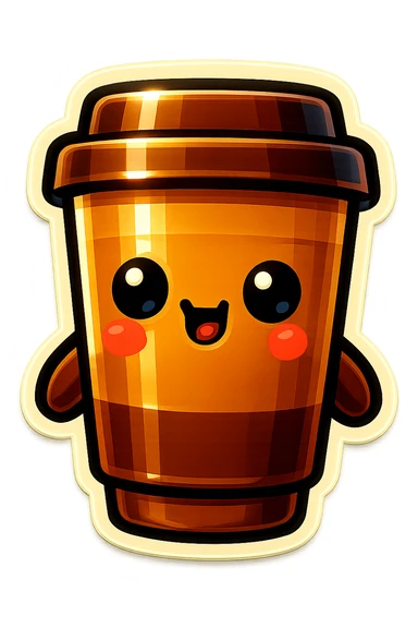 Tall coffee cup, intrigued sticker