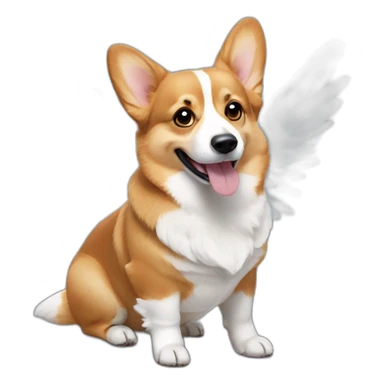 corgi with two angel wings sticker