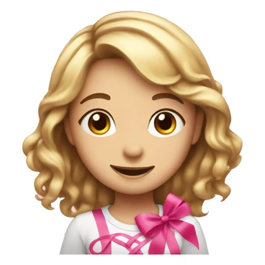 happy cute girl with pink ribbon  sticker