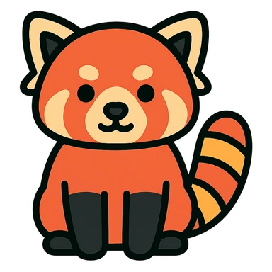 cute red panda icon with color outline sticker