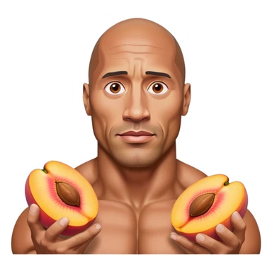 Dwayne the rock Johnson with peaches for eyeballs sticker
