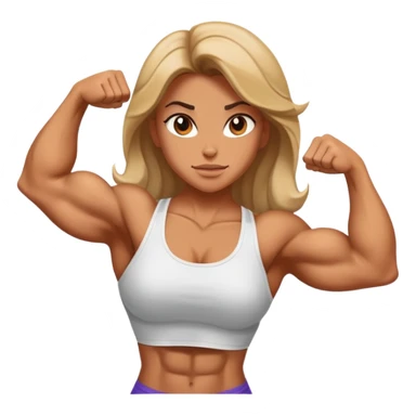 Girl flexing extremely muscular body sticker