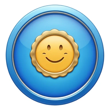 A blue scalloped circle with a verified thing sticker