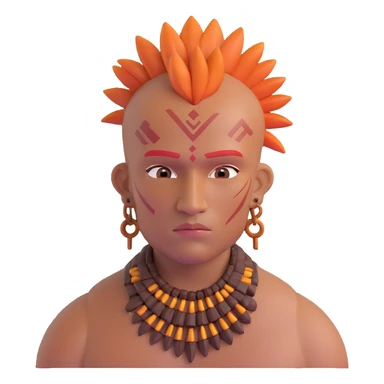 indigenous man with mohawk hairstyle and reddish-copper skin tone, strong facial features sticker