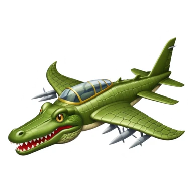 Un cocodrilo con cuerpo de avion de gerra sticker