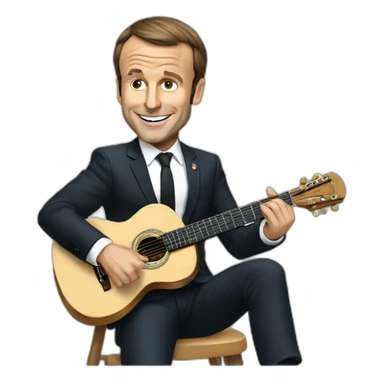 Emmanuel Macron playing guitare sticker