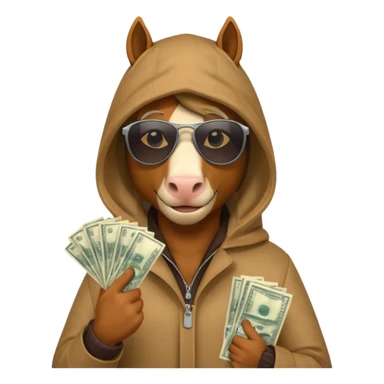 Horse Hood gangster with money sticker