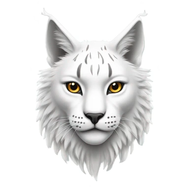 A white lynx face with cool white wings on its back sticker