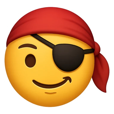 face with red pirate bandana emoji, digital illustration sticker