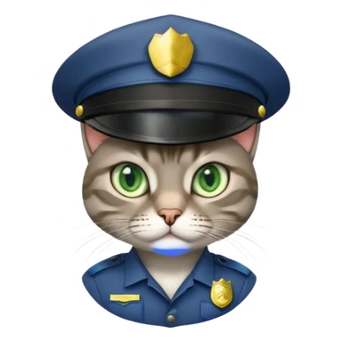 grey cat police sticker