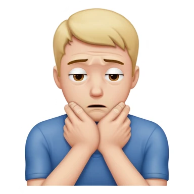 A man chocking himself with his hands while sad sticker