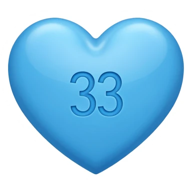 number "3" print inside the blue heart shape sticker