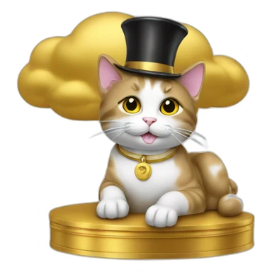 cat secretary sitting on top of the gold cloud sticker