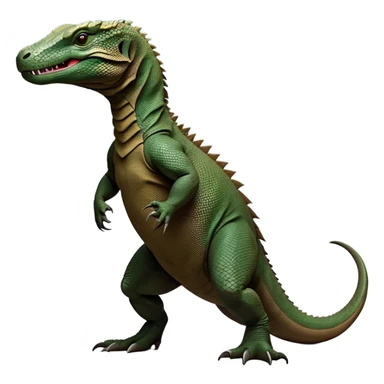 cinematic-komodo-dragon-realistic-full-body-standing-emoji,-massive-scaled-body-poised-with-quiet-power,-rough-textured-skin-dark-green-and-brown,-head-tilted-dramatically,-long-forked-tongue-flicking-out,-simplified-yet-realistic-focused-features,-highly-detailed,-glowing-with-an-almost-sarcastic-glow sticker