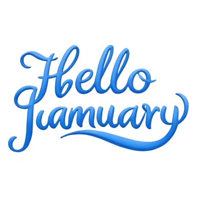 Blue “ hello January “ word sticker
