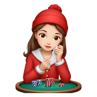 red clothes cozy girl gambling sticker