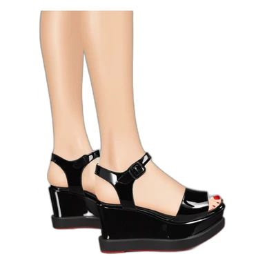 Platform wedges black patent louboutin sandal sticker