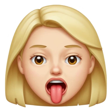 A face biting its tongue and squinting  sticker