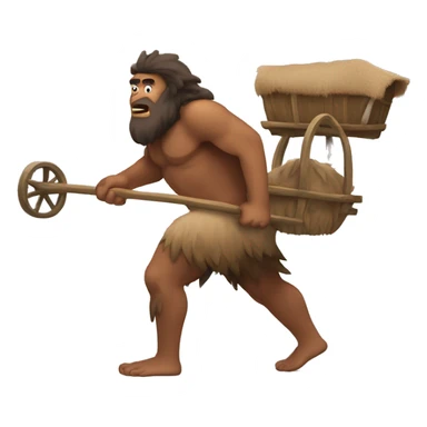 caveman pulling cart on his back sticker