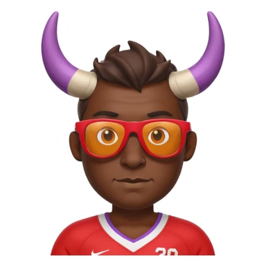 3D cartoon horned character portrait, wearing sunglasses, sports jersey, centered, clean background, no text, no watermark
 sticker
