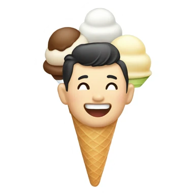 asian man eating ice cream sticker
