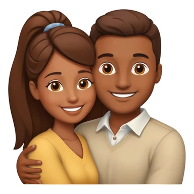 brown skin couple with love sticker
