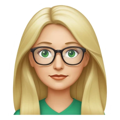 Blonde woman long hair green eyes glasses 50 years old sticker