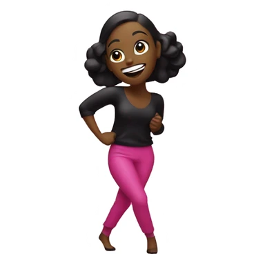 Dancing speech bubble dots pink , with black woman animated gif sticker