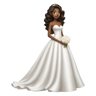 beautiful brunette girl with blowout hair in big beautiful wedding dress sticker