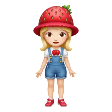 Strawberry shortcake human girl full body and legs with a strawberry hat on her hair without a cake sticker