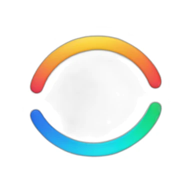 The two ellipses stand side by side, split in half at the top and bottom into different colors sticker