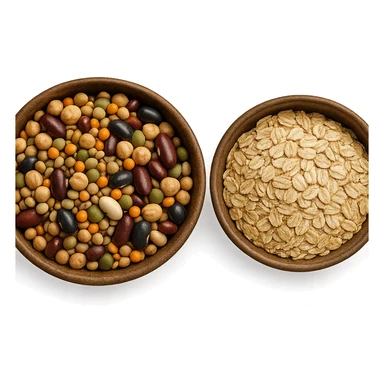 BOWL DI LEGUMI INSIEME A BOWL DI FIOCCHI DI AVENA,  iperrealistico 4k sticker