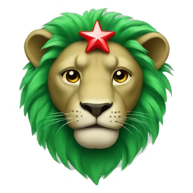 Green lion wearing band with three red stars sticker