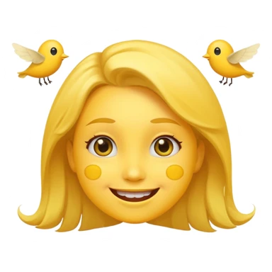 😊🥺 these emojis but with flies around it and its happy yellow face emoji black eyes like the 4th image but its cuter remove the nose make the eyes bigger and fully black and close its mouth make it smile girl whatever sticker