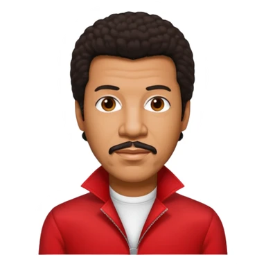 Lionel Richie with dark brown hair, red outfit sticker