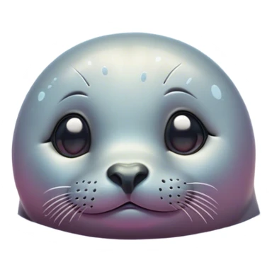 Cinematic Cute Seal Portrait Emoji, Head tilted playfully and inquisitively, with a shiny, smooth body accented by a subtle blush and round, sparkling eyes, Simplified yet irresistibly adorable features, highly detailed, glowing with a warm, friendly aquatic glow, high shine, affectionate and lively, stylized with a touch of endearing charm, soft glowing outline, capturing the essence of a mischievous marine friend that feels like it could pop out of the screen into your arms! sticker