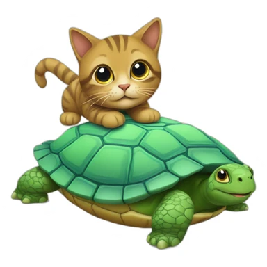 Un chat sur le dos d’une tortue sticker