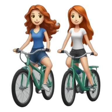 Brunette girl and a redhead girl riding bikes sticker