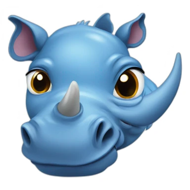 Blue rhino with love heart eyes cartoon sticker