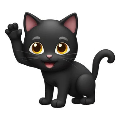 Black cat waving hello sticker